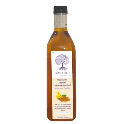 Sprouted Wood Cold Pressed Yellow Mustard Oil | Sarso ka tel | Plastic Bottle | Kacchi Ghani | 100% Pure | Gluten-Free | Chemical Free (2 Litre)