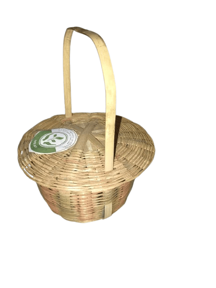 Hand-Woven Bamboo Storage Basket with Handle - Eco-Friendly & Versatile