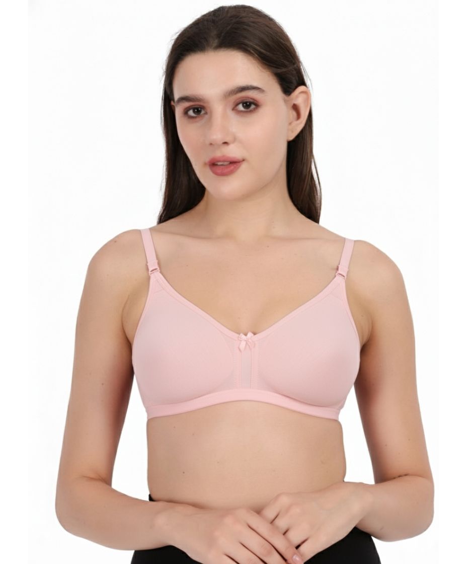 WAONY Women's Seamless Non-Wired T-Shirt Bra – Full Coverage Cotton Blend Comfort Bra with Mesh Detailing & Adjustable Straps