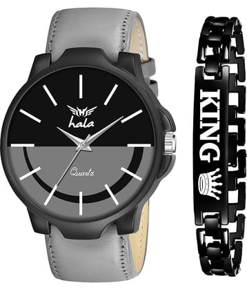 Hala Light Grey Leather Analog Men's Watch