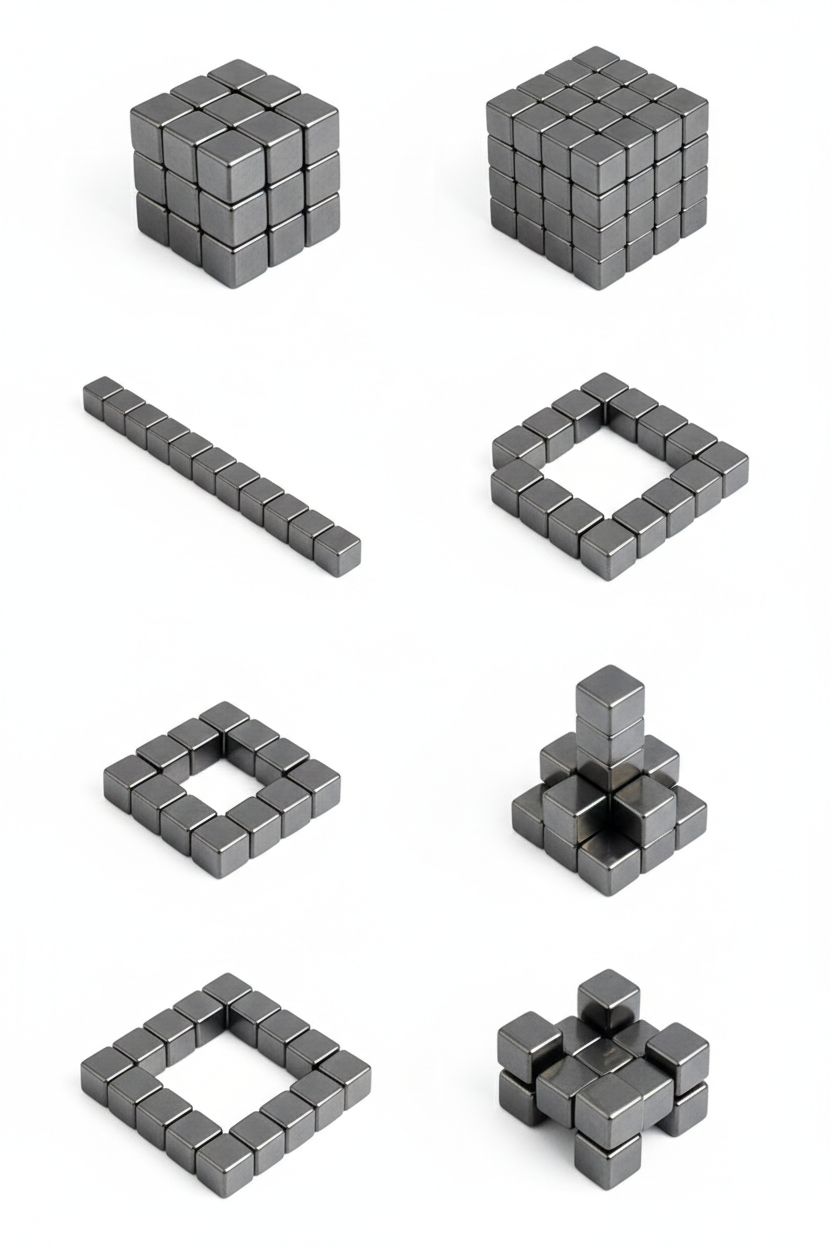 Mini Square Magnet Set, Black Square Fridge Magnet, Office Board Mini Magnet, Small Square Utility Magnet, Mini Magnetic Square Set