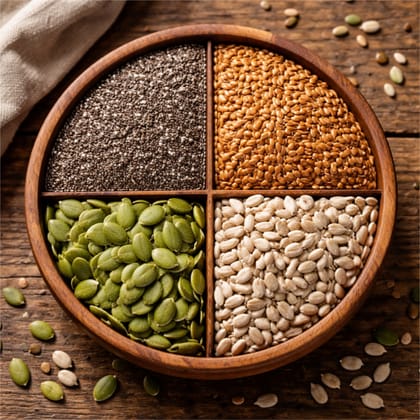 Qawvler Raw 4 in 1 Mix Seeds 200gm | Chia, Flax, Sunflower & Pumpkin Seeds | High Fiber & Antioxidants | Healthy Snacks | for Eating