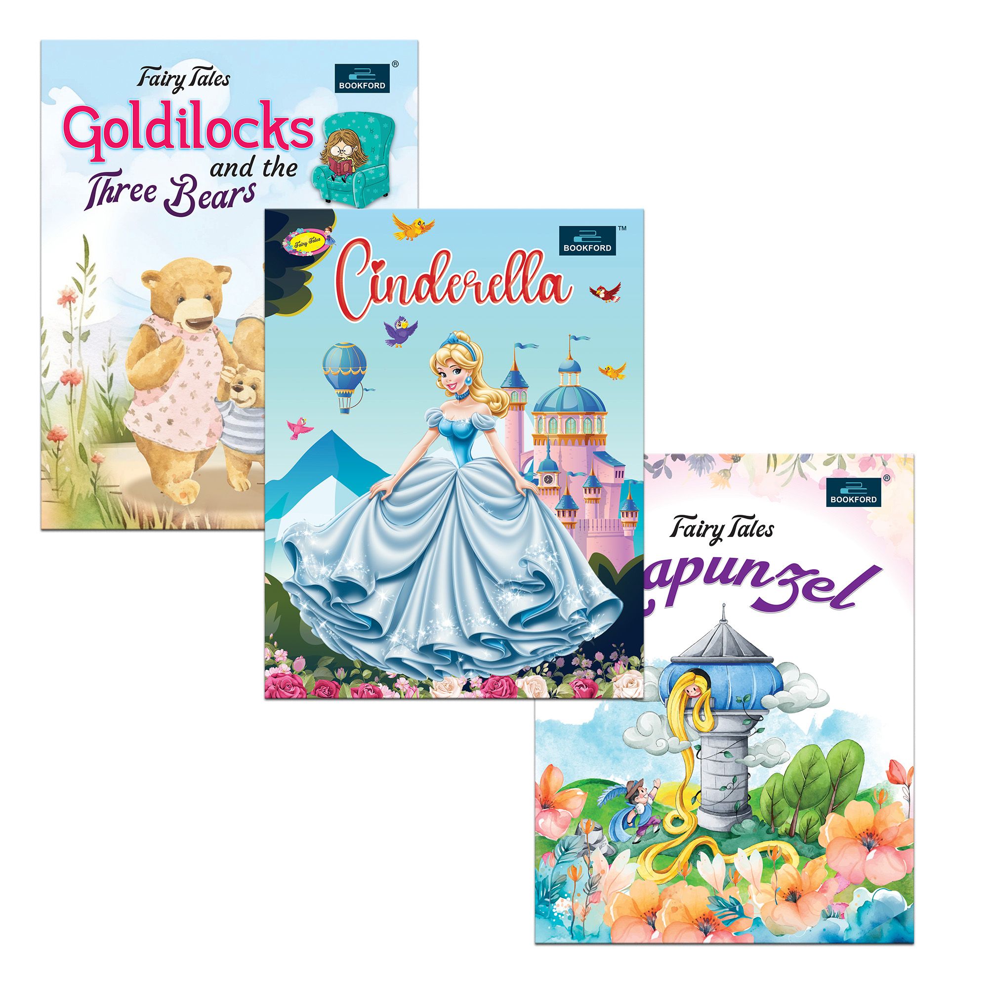 Fairy Tales for Kids – Set of 3 Story Books Featuring Rapunzel, Cinderella, and Goldilocks | Fun Reading, Moral Learning, and Imaginative Growth