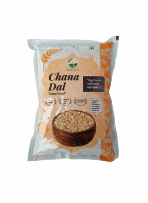 SARVATVA Unpolished Chana Dal - High Protein, High Energy & Quality, 1kg Pack