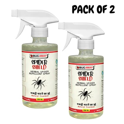 BUGAWAY Spider Shield | Herbal Spider Repellent Spray | Makdee Marne Ka Spray - 250 ML (Pack Of 2)