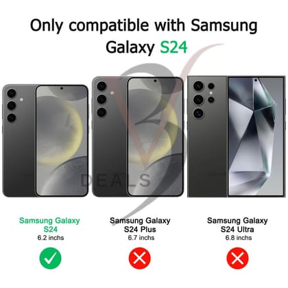 V3Deals Compatible for Samsung S24 Silicone Case with Camera and Screen Protection, Soft Touch, Raised Edge Design, Waterproof, Precise Cutouts