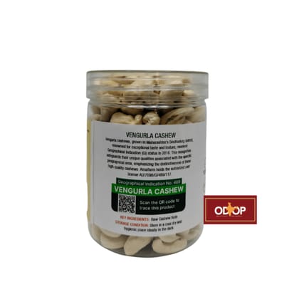 Amalfarm Vengurla Cashew W320 | Premium Whole Cashew Nuts | GI-Tag, Naturally Sweet & Buttery | Naturally gluten-free & Protein-Rich Snack | Ideal for Snacking, Cooking & Baking | 250g
