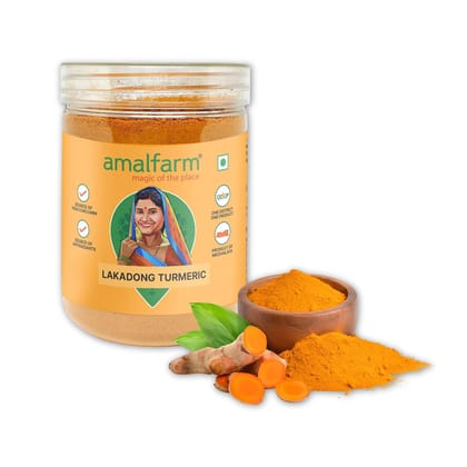 Amalfarm Lakadong Turmeric Powder | GI-Tag, High Curcumin (7–12%) | 100% Natural & Chemical-Free Haldi | Authentic Indian Superfood for Cooking, Immunity & Wellness | 250g