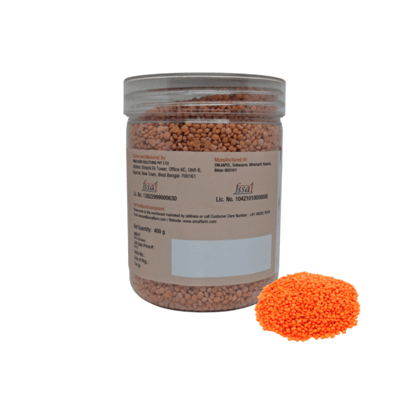 Amalfarm Unpolished Red Masoor Dal | Natural, Chemical-Free,| Rich in Protein (24g per 100g), Iron & Fiber | Farm Fresh & LAB-Tested | 400g