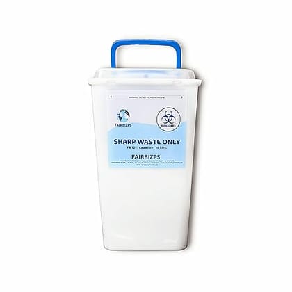 FAIRBIZPS Bio-Medical Sharps Container with Puncture Proof for Needles, Glass Waste and Metallic Implants-Capacity 10 LTR.