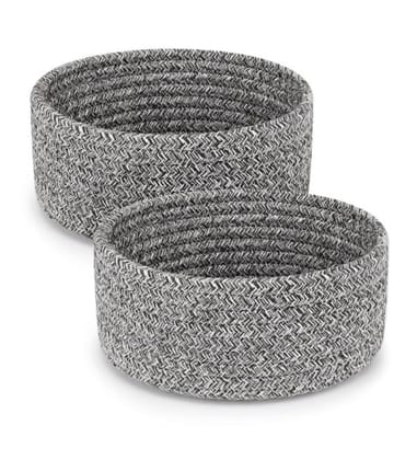 Generic Cotton 8x3 Inch Kidi Round 2 Set Bedside Organizer With Out Lid (Black)-PID66366 Generic Cotton 8x3 Inch Kidi Round 2 Set Bedside Organizer With Out Lid (Black)-PID66366