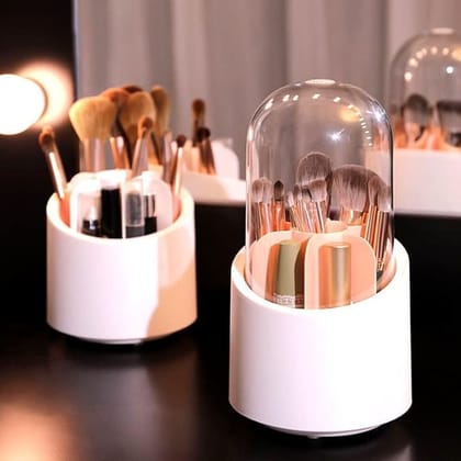 GLOWSERIE Rotatable Makeup Brush Storage Stand with Lid