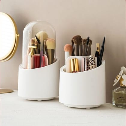 GLOWSERIE Luxury Rotating Makeup Brush Stand with Dust Shield          
