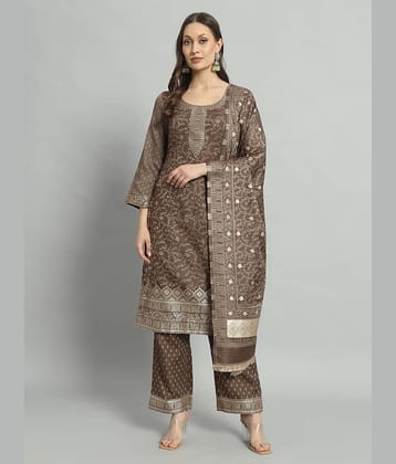 SAFAA Unstitched Woollen Self Design Dress Material - Brown ( Pack of 1 )