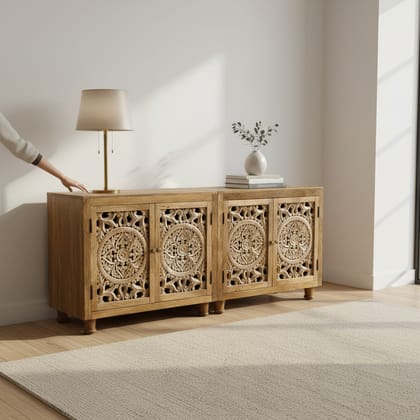 Solid Wood Sideboard Cabinet Furniture-Desk Cupboard