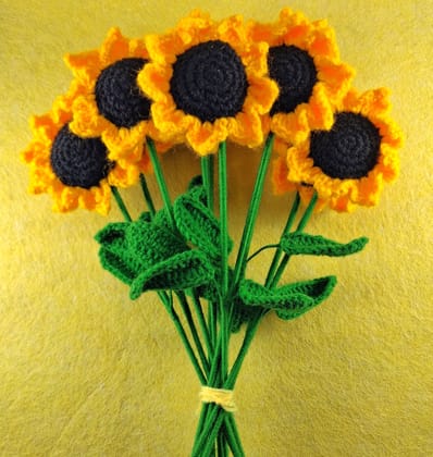 Handmade Crocheted Sunflower - Woolen Flower