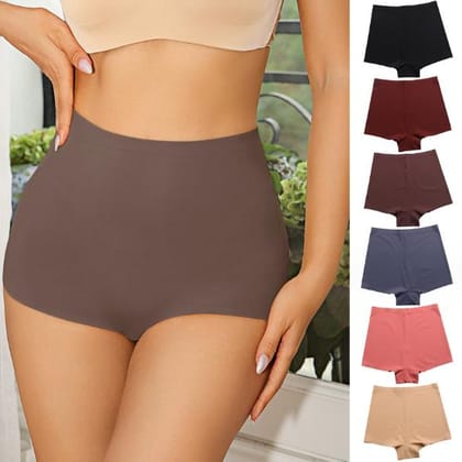 Seamless Ice Silk Underwear Boy Shorts Panties for Women-M / Skin
