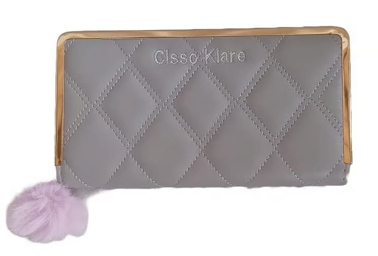 Grey Quilted Wallet - Elegant Clutch - Handbags | Buy online on ZillyBuy