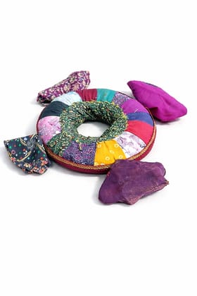 Vibrant Multi-Colored Patchwork Ring Cushion