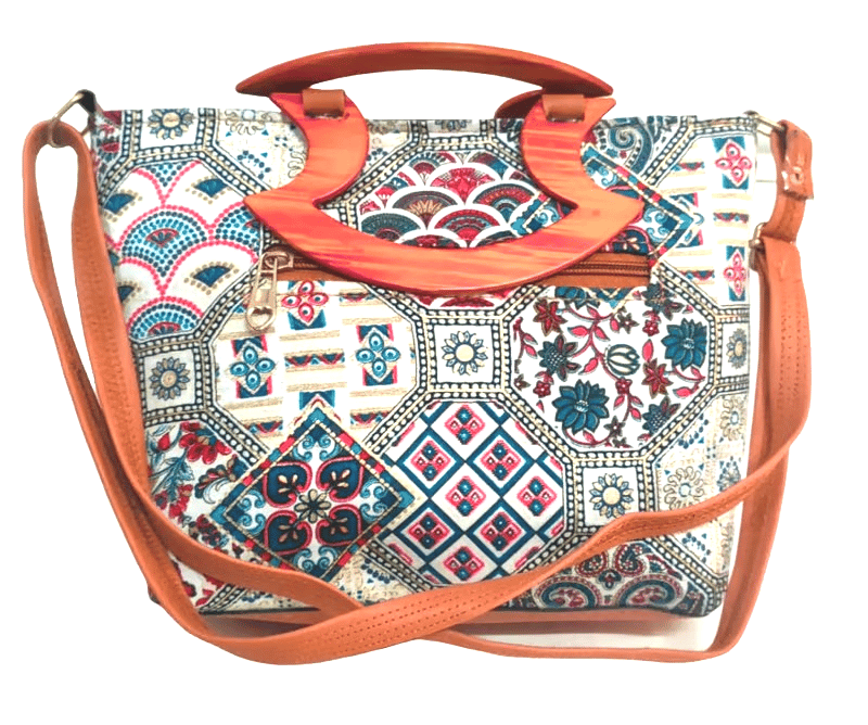 Women's Handbag with Wooden Handle