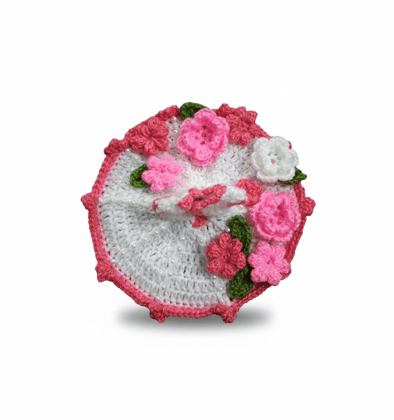 Handmade Crochet Pink & White Floral Decorative Pieces with Beads-Bhagwan Vastra for Laddoo Gopal/ Kanhaji
