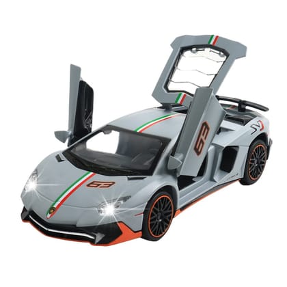 KTRS Enterprise 1:24 Lambrghini Aentador SVJ LP780-4 Super Sports Car Alloy Metal Diecast Model Car Sound Light Supercar Metal Diecast Alloy Toy Car Model Trucks Vehicles Hobbies Collection