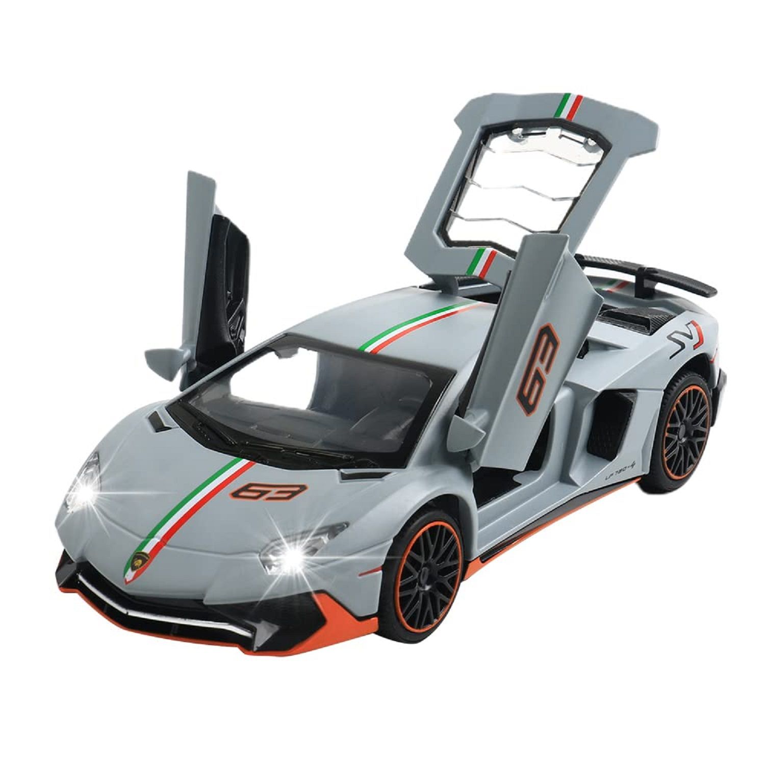 KTRS Enterprise 1:24 Lambrghini Aentador SVJ LP780-4 Super Sports Car Alloy Metal Diecast Model Car Sound Light Supercar Metal Diecast Alloy Toy Car Model Trucks Vehicles Hobbies Collection