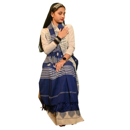 Authentic Kotpad Traditional Cotton Saree | Earthy Brown with Subtle Tribal Motifs & Striped Woven Pallu | Handwoven by Koraput Tribal Artisans