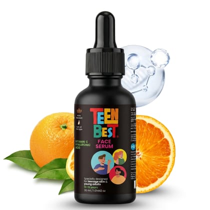 Healthbest Teens Vitamin C Serum for Glowing Skin - 30 ml for Acne & Dull Skin, Brightening Serum for Boys & Girls (13-19 Years)