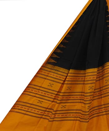 Black Mustard Sambalpuri Handwoven Single Ikat Cotton Dupatta SFCDUP2171