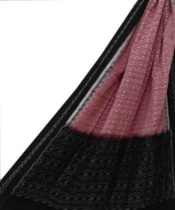 Pink Black Sambalpuri Handwoven Single Ikat Cotton Dupatta SFCDUP2175