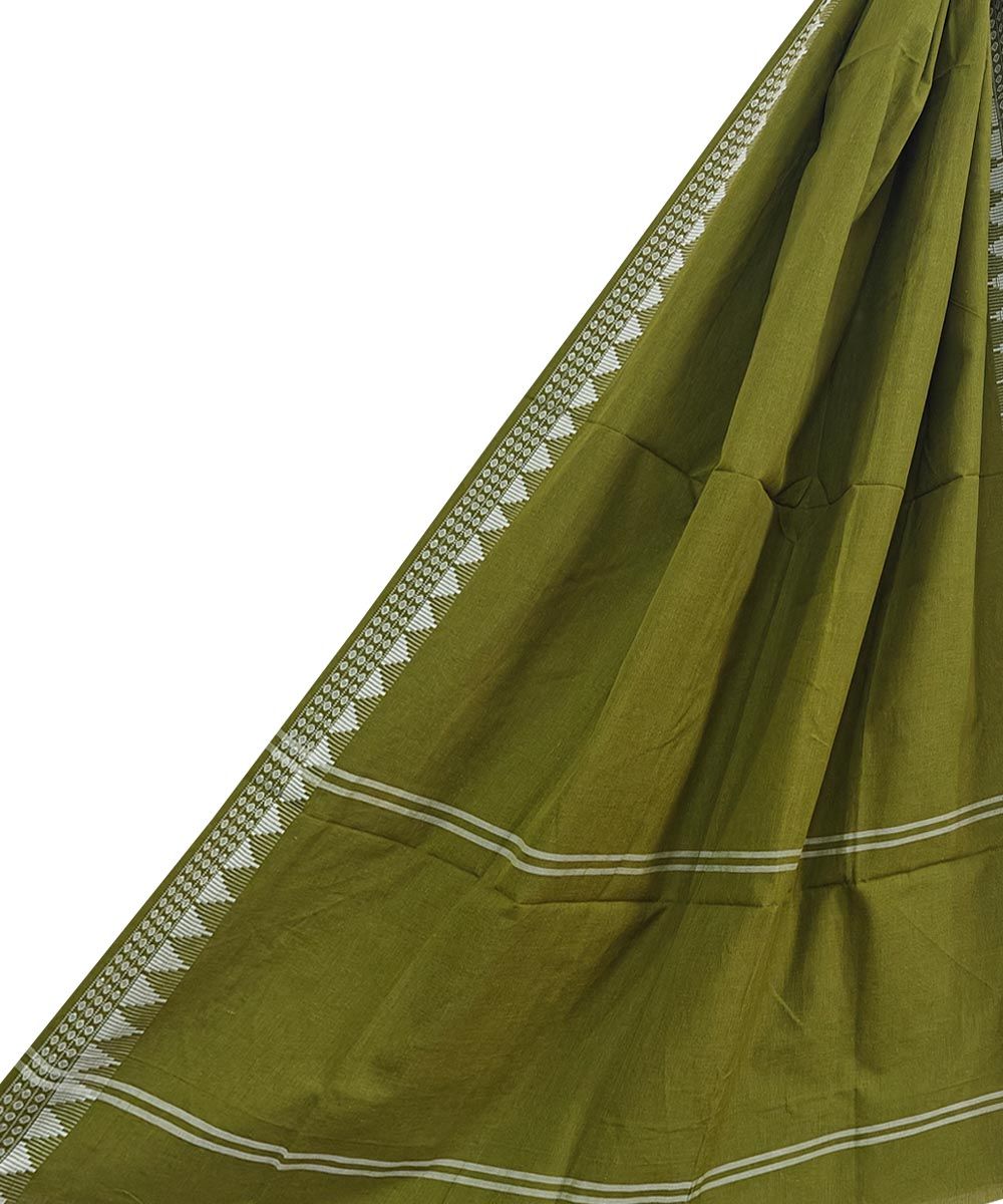 Olive Sambalpuri Handwoven Single Ikat Cotton Dupatta SFCDUP2187