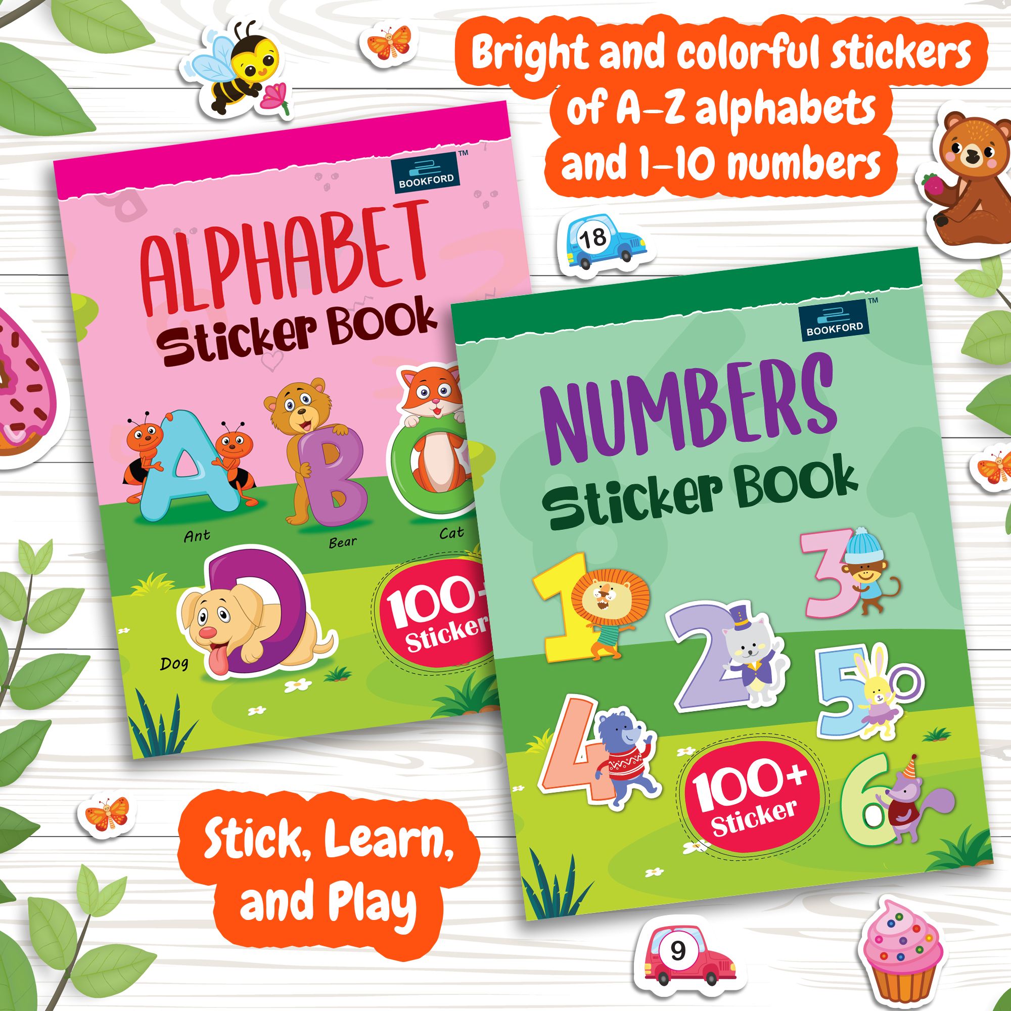 Alphabet And Numbers Sticker Book for kids (Set Of 2)
