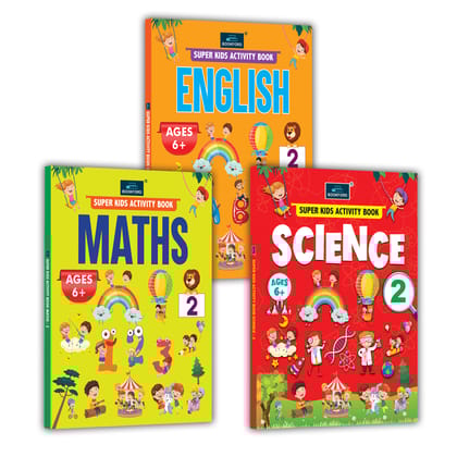 Super Kids Activity Book -2 for Kids ( Set of 3 ) - Maths Science & English - 6 years to 8 years Kids