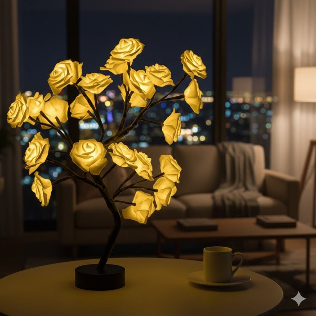 GLOWSERIE Elegant Rose Fairy Light Tree Lamp