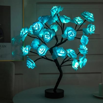 GLOWSERIE Premium LED Blue Rose Tree Light for Home Décor & Gifting