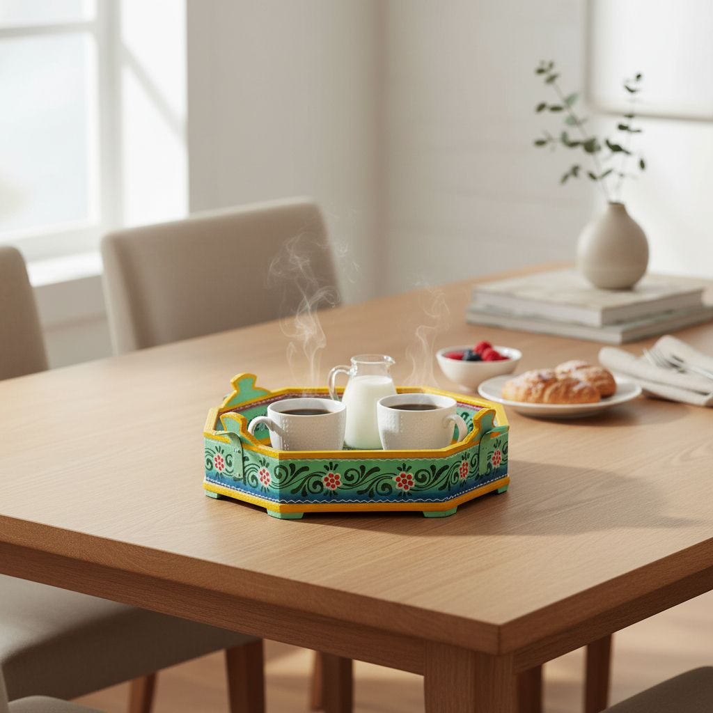 Painted Wooden Tray Home Living Hospitality Tray / Tea Offering Tray