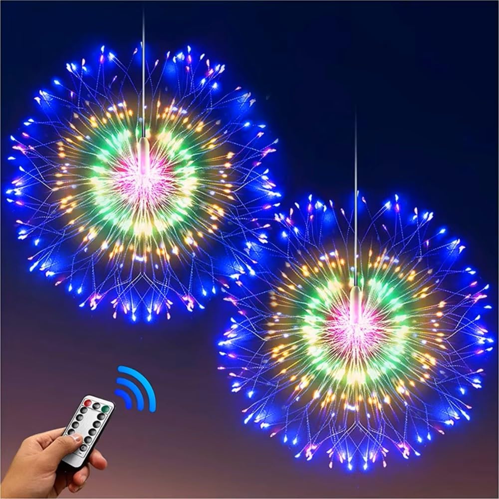 GLOWSERIE Remote Controlled 3D Firework Starburst LED Hanging Light with Multiple Modes and Timer for Home, Party & Festival Decoration