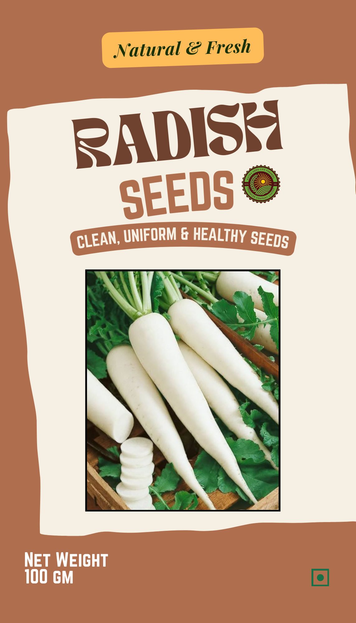 Premium Quality Radish Seeds- 100gm