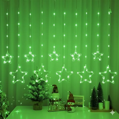 GLOWSERIE Decorative Green Hanging Star Lights with Multiple Strings for Indoor & Outdoor Use