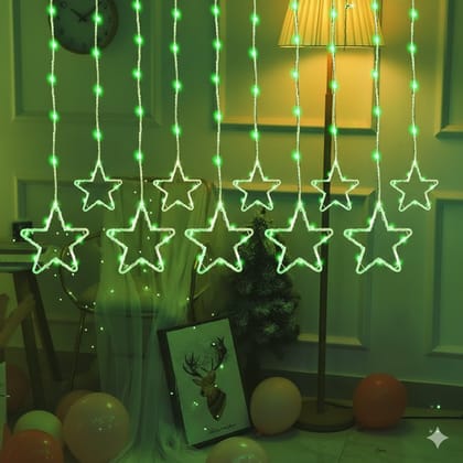 GLOWSERIE Beautiful Glitter Star LED Curtain Lights for Bedroom, Living Room, and Balcony Decoration