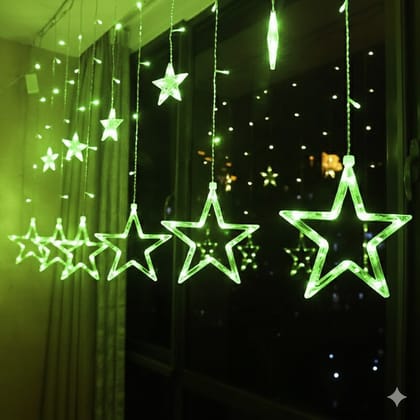 GLOWSERIE  Bright Green LED Hanging Star String Lights for Festival and Special Occasion Decor