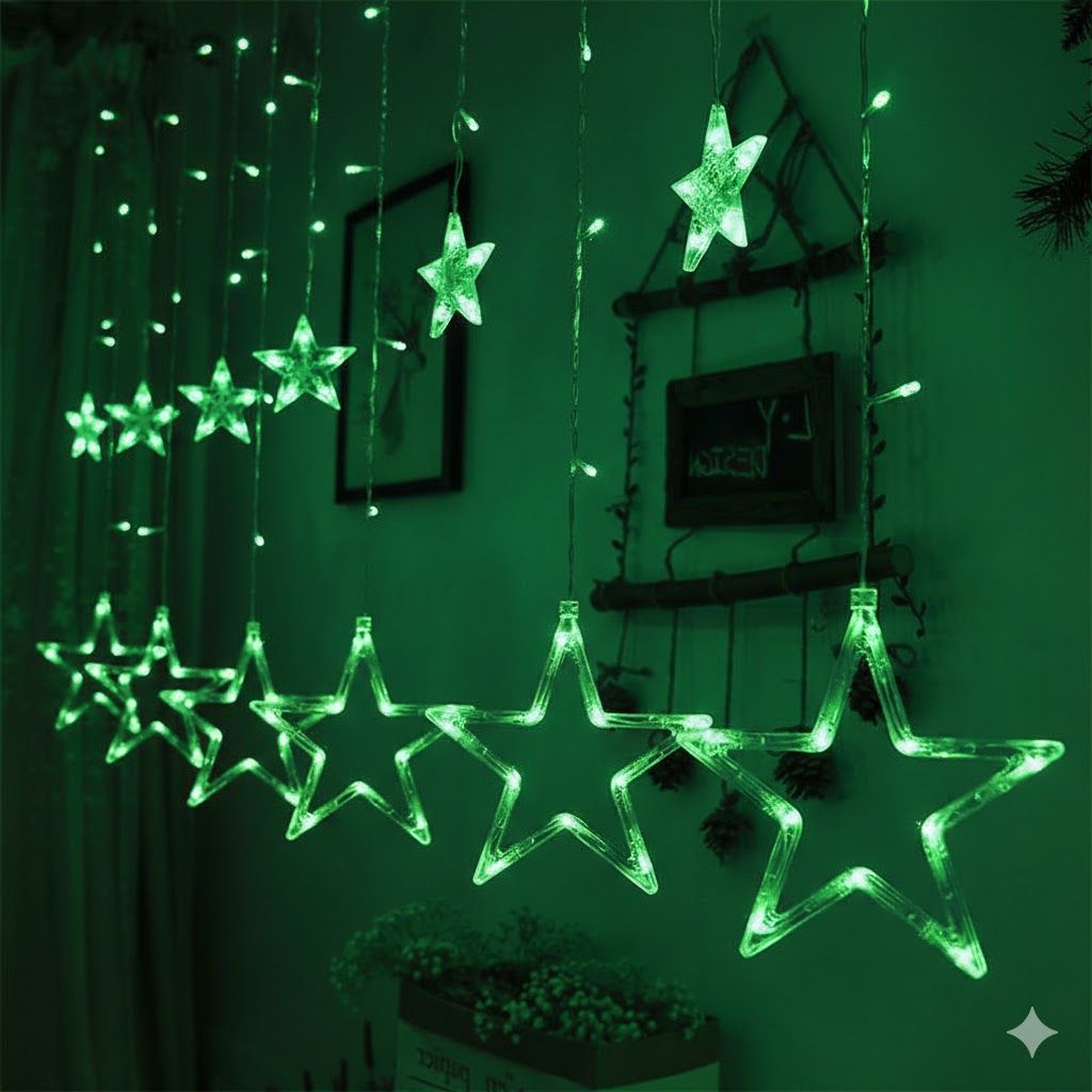 GLOWSERIE Decorative Star Shape LED Curtain Light Set for Indoor and Outdoor Ambiance Lighting