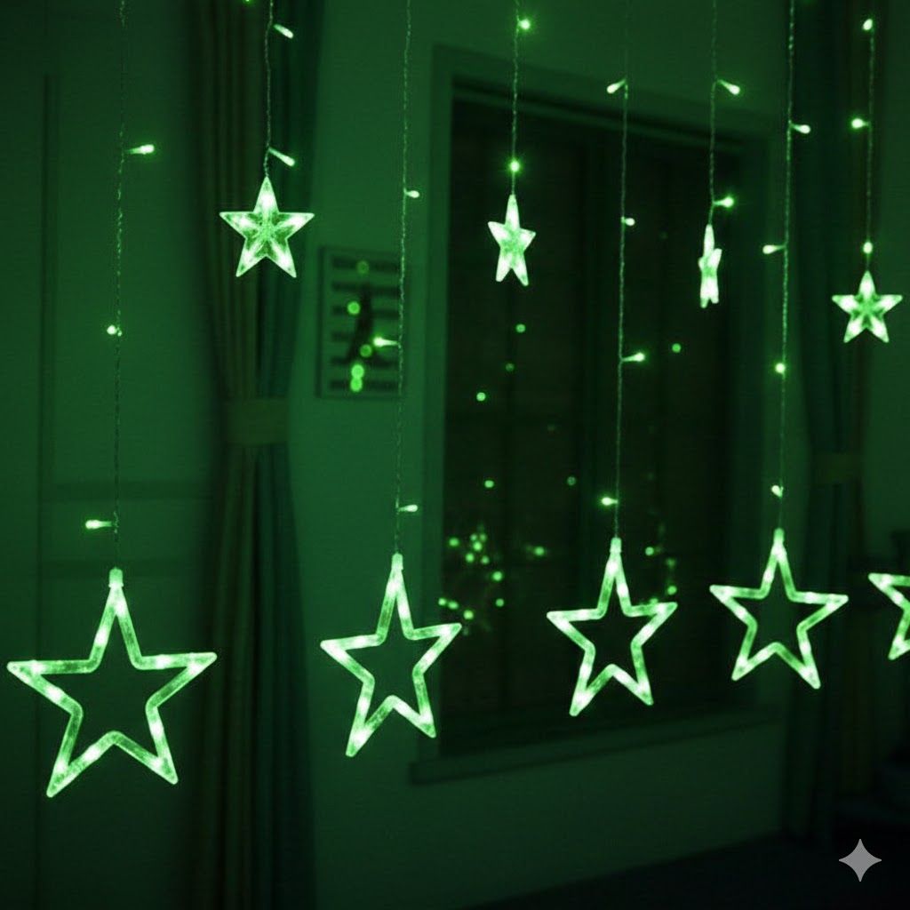 GLOWSERIE Decorative Star Shape LED Curtain Light Set for Indoor and Outdoor Ambiance Lighting