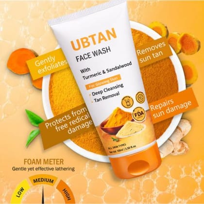 Ubtan Face Wash for Women and Men (100ml) Pack of 1 – Tan Clear Ubtan Face Cleanser with Turmeric & Ubtan for Clean Glowing Skin, Acne & Dark Spots