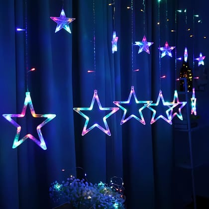 GLOWSERIE Multicolor LED Hanging Star String Lights with Transparent Acrylic Stars for Bedroom, Party, Wedding & Festival Décor