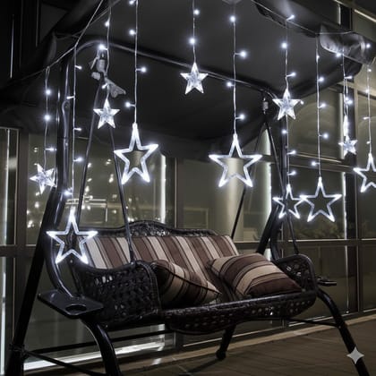 GLOWSERIE Premium Waterproof Star Shape LED Curtain Lights for Wall, Window, Balcony, Garden & Event Decoration