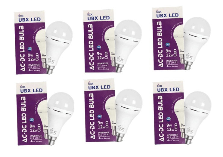 Inverter Emergency LED Bulb 9 Watts with 4 Hrs. Backup - White (Pack of 6)
