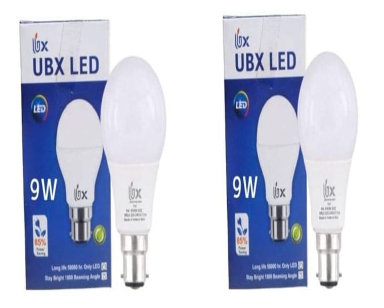 UBX LED 9W Energy Saving B22 LED Bulb - Pack of 2