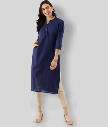Divena - Blue Cotton Women's Straight Kurti